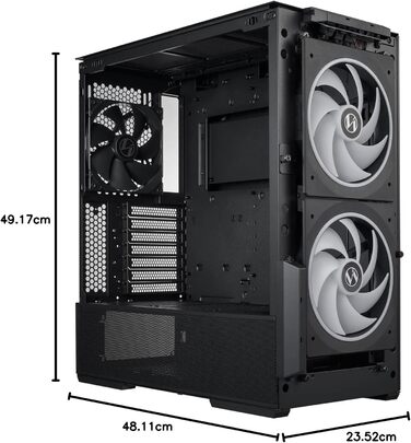 Ігровий корпус для ПК LIAN LI LANCOOL 216, чорний, E-ATX, з підсвіткою RGB, 2x 160 мм вентилятори, Midi Tower