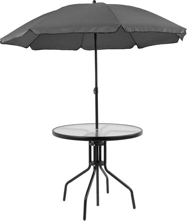 Садовий набір меблів Flash Furniture Nantucket 6 предметів коричневий: стіл, парасоля та 4 складані стільці (чорні)