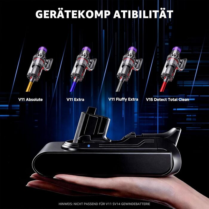 Акумулятор для пилососа Dyson V11 Absolute/Animal/Motorhead/Fluffy (В11) + 5 фільтрів та 2 гвинти