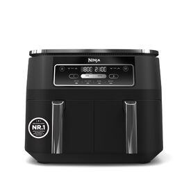 Аерофритюрниця Ninja Foodi Dual Zone AF200EU з двома чашами, 7.6 л, 4-в-1: без олії, Max Crisp, запікання, розігрів, антипригарне покриття, чорна