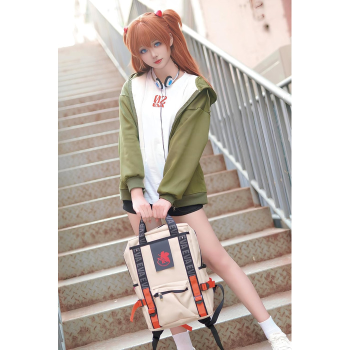 Рюкзак FIREFIRST x RADIO EVA Evangelion бежевий з символічним тегом, 28×41×14 см