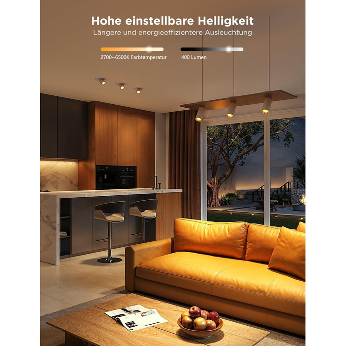 Розумна LED лампа Govee GU10 RGBWW, Matter, Alexa, Google Home, 400Лм, WLAN, регулювання яскравості, зміна кольорів, синхронізація з музикою, 4 шт
