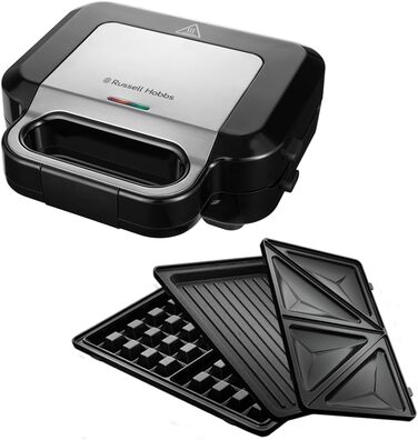 Мультифункціональний пристрій Russell Hobbs 3-в-1: сендвічниця, вафельниця, гриль Creations, антипригарне покриття, глибокі пластини, підходить для миття в посудомийці, BPA безпечний, модель 26810-56