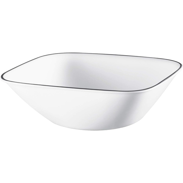 Набір посуду Corelle Timber Shadows 18 предметів, чорний і білий, для 6 персон, ударостійкий – квадратні тарілки 26 см, 17 см і миски 530 мл