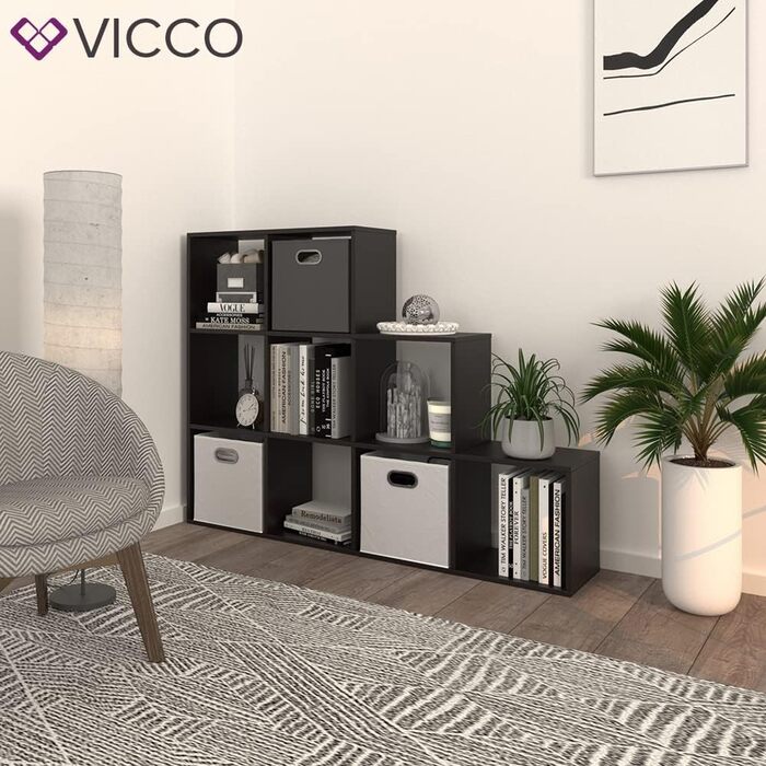 Сходова етажерка Vicco, чорна, 142.2 x 107.8 см – стелаж для зберігання
