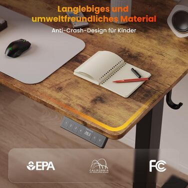 Регульований стіл WALKINGDESK для дому та офісу: електричний, з пам'яттю, 140x60 см, рустикальний коричневий