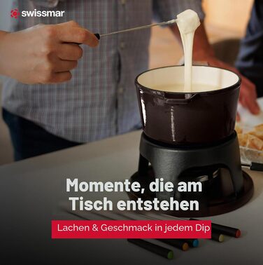 Набір для фондю Swissmar Sierra (11 предметів), чавун та нержавіюча сталь, 1.6 л, чорний металік — для м'яса, сиру та шоколаду, на 4 особи