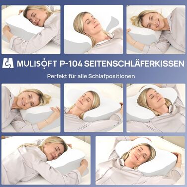 Ергономічна подушка для шиї MULISOFT з ефектом пам'яті (Memory Foam), форма-метелик, біла, розмір M