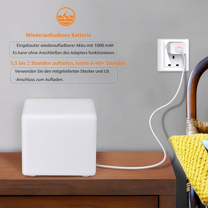 Світлодіодний куб-пуф Mr.Go RGB 15x15x15 см з пультом, 16 кольорів, акумуляторний, водонепроникний для дому, спальні, басейну, вечірок