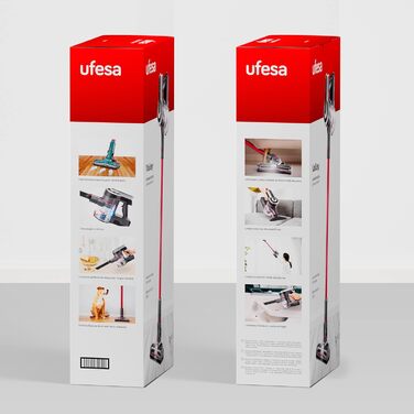 Бездротовий пилосос Ufesa AE4829 Valley, 40 хв, 29.6В Li-ion, 2 швидкості, моторизована щітка, циклонна система, LED, червоний/чорний