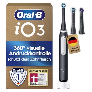 Електрична зубна щітка Oral-B iO Series 3, чорна матова (Matt Black), 1 щітка + 3 смінні насадки
