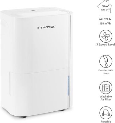 Осушувач повітря TROTEC TTK 32 E електричний, 14 л/добу, для квартири та спальні, площа до 15 м², авто-вимкнення, 0,35 кВт