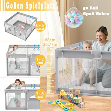 Дитячий манеж HENGMEI 180x150 см, безпечний ігровий центр з протиковзкою основою, дихаюча сітка, дизайн Астронавти