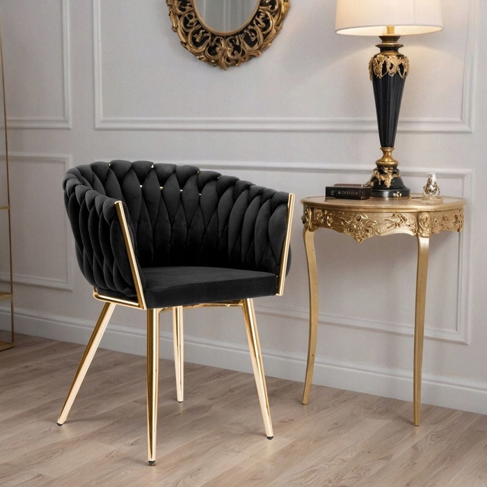 Обивочне велюрове крісло COFTON Gold velvet, чорне