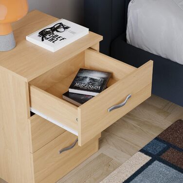 Тумба приліжкова Vida Designs з сосни, 3 шухляди, металеві ручки та напрямні