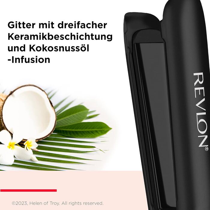 Випрямляч для волосся Revlon SmoothStay 25 мм з інфузією кокосової олії, плаваючі пластини, регульована температура до 235°C, дорожній чохол