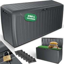 Ящик для подушок KESSER® 290л з колесами, антрацит - садовий контейнер для зберігання, витримує 100 кг