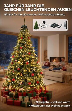 Штучна ялинка 4smile з LED-підсвіткою, висота 220 см, різдвяна ялинка з гірлядою