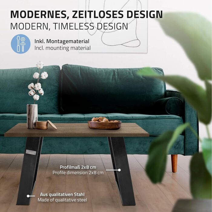 Комплект з 2-х металевих ніжок для столу ML-Design, 80° нахил, 40x43 см, індустріальний стиль, сталеві підставки для меблів, ніжки для лавки