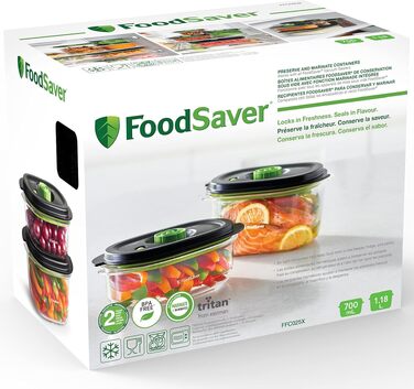 Набір вакуумних контейнерів FoodSaver Preserve & Marinate для зберігання та маринування продуктів, BPA-free, герметичні, 3 шт. (700 мл, 1.2 л, 1.8 л)