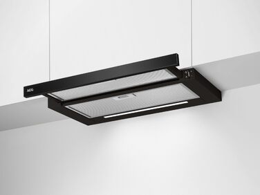 Витяжка кухонна AEG DPE5660B вбудована плоска, чорна, 600 м³/год, LED-підсвічування, режим відведення та рециркуляції повітря, клас A