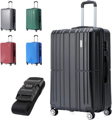 Валіза VERTICAL STUDIO Silkström 24'' чорна, жорсткий корпус, на колесах, телескопічна ручка, кодовий замок, з ременем