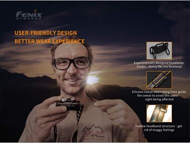 Ліхтар налобний Fenix HM65R 1400 люменів, подвійний промінь, USB-C, акумуляторний, з 2 акумуляторами 3500 мАг та органайзером LumenTac