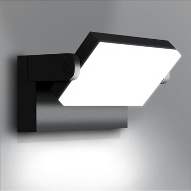 Стіна LED-світильник Kingwen 40W, сучасний водонепроникний світильник для вулиці та дому IP65, поворотна панель 360°, чорний, для гаража та тераси (6000K)