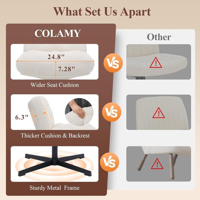 Крісло офісне шкіряне COLAMY XXL для дому та офісу, біле, з регульованими підлокітниками, широке сидіння 59 см, витримує до 181 кг