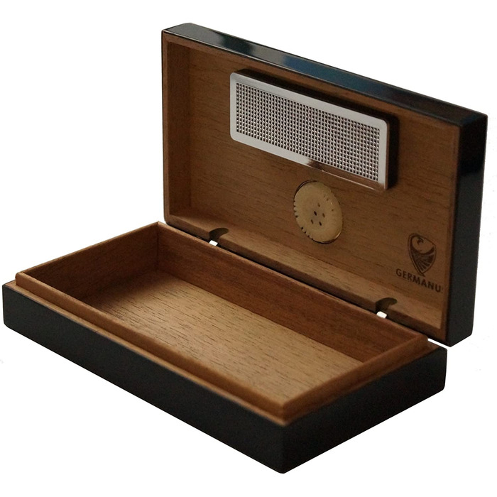 Міні-хумідор GERMANUS чорний з кедровим деревом, комплект із буклетом GERMANUS Humidor Brevier