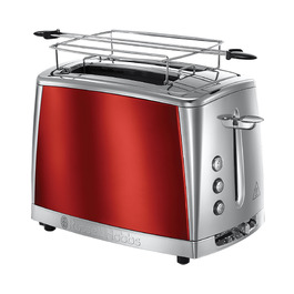 Тостер Russell Hobbs Luna Edelstahl Red на 2 тости, нержавіюча сталь, 6 режимів, розморожування, підігрів, підйом тостів, 1550 Вт