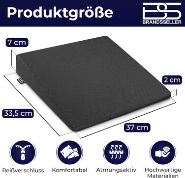Подушка для сидіння Brandsseller Sitzkeilkissen (35x35x6 см, чорна) для крісла, офісу, авто