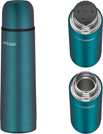 Термос-пляшка THERMOS 500 мл, нержавійка, з чашкою, тримає тепло 12 годин / холод 24 години, герметична, бірюзова, для школи, офісу, подорожей