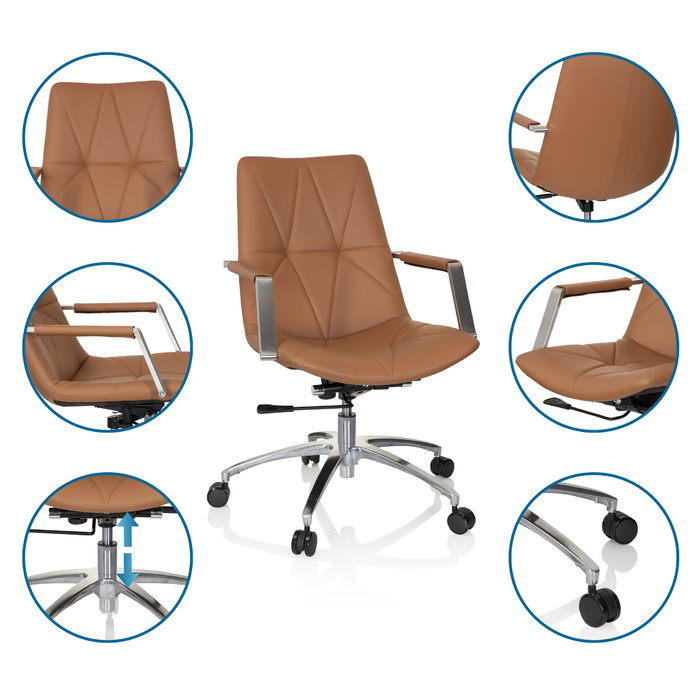 Офісне крісло / поворотне крісло SARANTO II Штучна шкіра Camel Brown hjh OFFICE