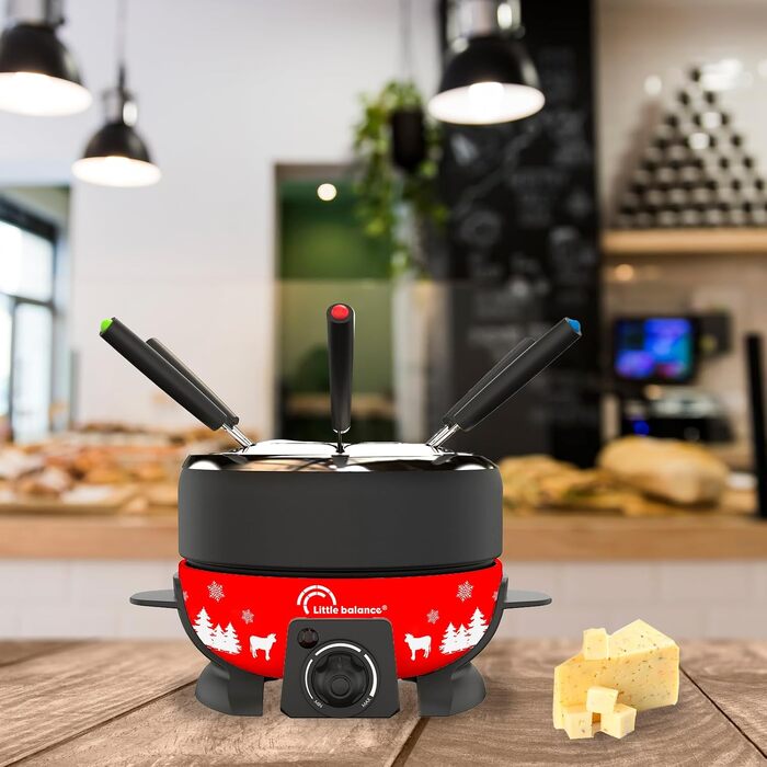 Електричний пристрій для фондю LITTLE BALANCE Happy Fondue 8 Meuuuh, антипригарне покриття, 2 л, 800 Вт, червоний