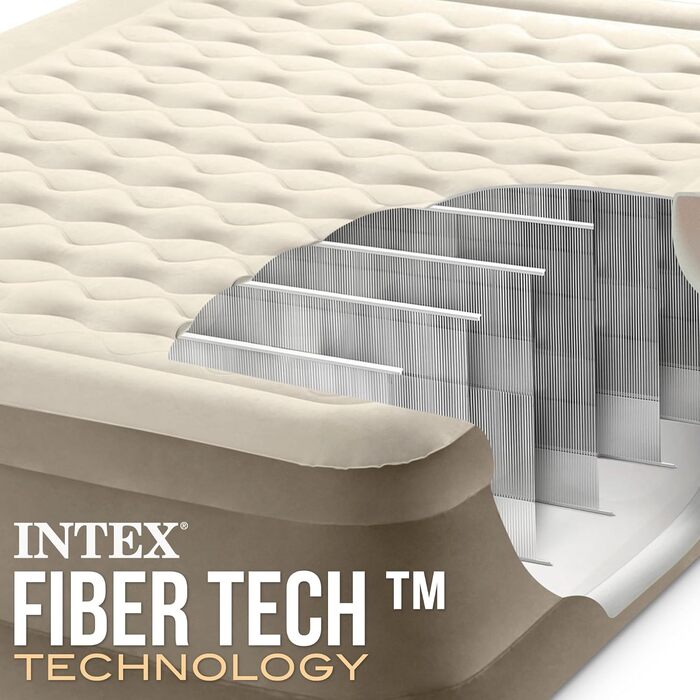 Надувний матрац Intex Queen Ultra Plush Fiber-Tech RP 152x203x46 см (64428ND) - двоспальний, флокований