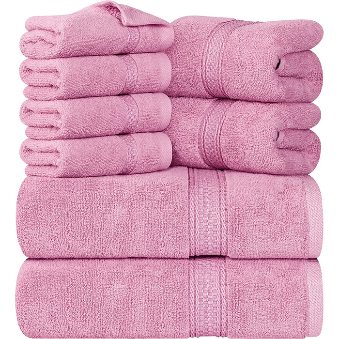 Набір рушників Utopia Towels 8 шт, бавовна, рожеві – 2 банних, 2 для рук, 4 серветки з петелькою
