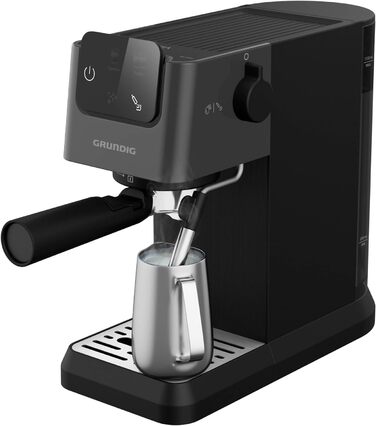 Кавоварка еспресо GRUNDIG KSM 4330 з насадкою для спінювання молока, сенсорним дисплеєм, для меленої кави, знімний резервуар, 1626 Вт, пам’ять, чорна