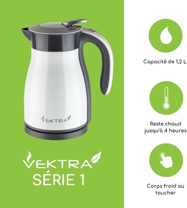 Електрочайник Vektra VEK-1201 вакуумний 1,2 л, нержавіюча сталь, подвійні стінки, термос 2-в-1, підтримка тепла, BPA-free, бездротовий, безпечний, червоний