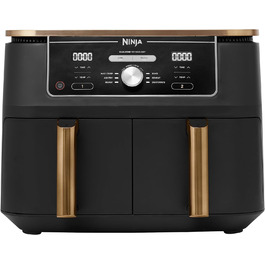 Фритюрниця повітряна Ninja Foodi MAX Dual Zone 9,5 л, 2 кошики, 6-в-1, антипригарне покриття, з щипцями, мідна/чорна, для здорового приготування, AF400EUCP