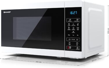 Мікрохвильова піч SHARP MS02EW, 800 Вт, 11 режимів, розморожування, біла