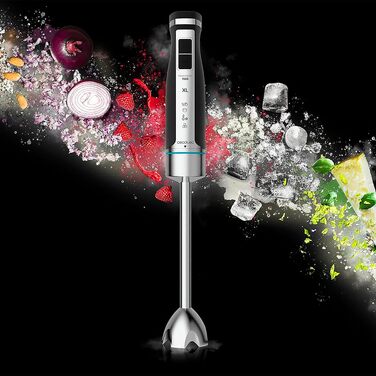 Ручний блендер Cecotec PowerGear 1500 XL Cream 1500 Вт з насадкою для пюре, 21 швидкість + турбо, Soft-Touch покриття