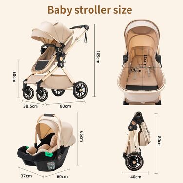 Дитячий візок 3 в 1 Kinderwagen Alltags Buggy, алюмінієва рама, темно-сірий (U9-X)
