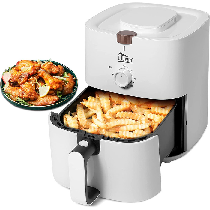 Аерофритюрниця Heißluftfritteuse 4L XL на 2-6 осіб, 1500Вт з функціями підігріву та підігріву, антипригарне покриття, біла