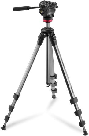 Відеоштатив Hama з флюїдною головкою для камери, смартфона і DSLR, алюмінієвий, легкий, 46–160 см, навантаження до 7 кг, з тримачем для телефону