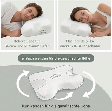 Ортопедична подушка для шиї Contour Sleep з ефектом пам'яті (Memory Foam) — ергономічна підтримка шийного відділу хребта для сну на боці та спині, Oeko-TEX