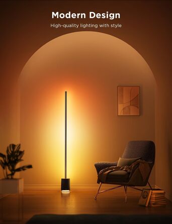 Govee Stehlampe Pro – LED RGBIC лампа 2100 Люмен з Bluetooth-динаміком, білим шумом, Alexa, 16 млн кольорів, музична синхронізація, торшер для вітальні, чорний