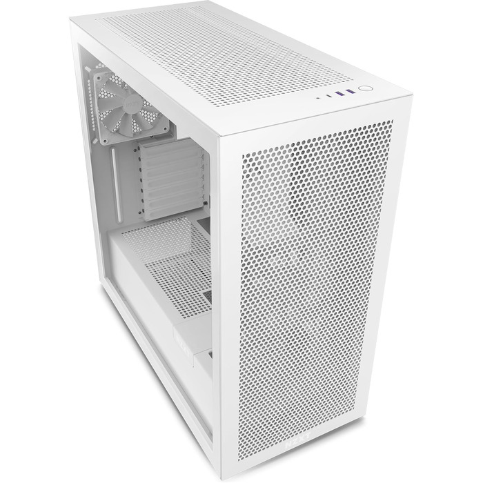 Корпус для ПК NZXT H7 Flow ATX Mid-Tower, білий, скляна та сітчаста панелі, USB-C, підтримка водяного охолодження, ігровий