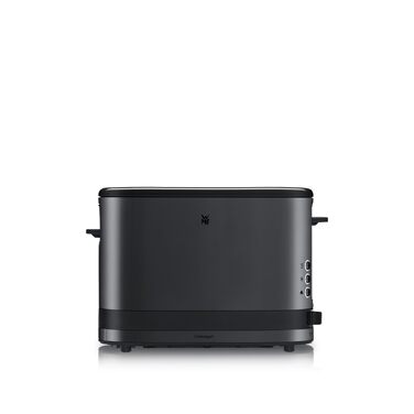 Тостер WMF Küchenminis для 1 тосту XXL, з підставкою для булочок, розморожування, 7 рівнів підсмажування, 600 Вт, нержавіюча сталь, чорний матовий