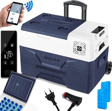 Електрична термохолодильник KESSER® Kompressor на 30 літрів, Navyblau з APP-керуванням, USB, 12/24V/230V, -20°C для авто, вантажівки, човна